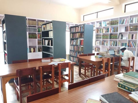 Library shelves and study tables
